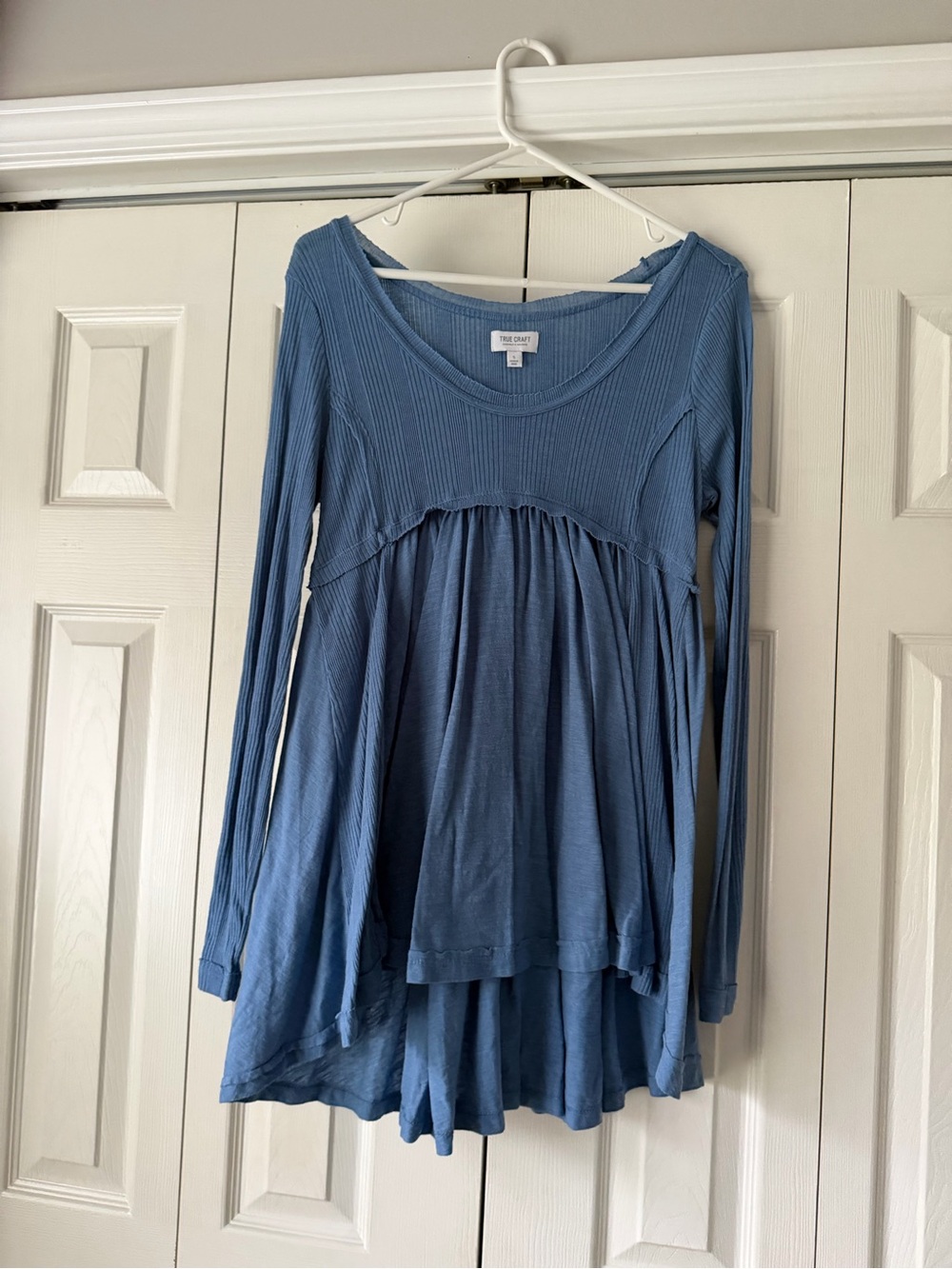 True Craft Dusty Blue Long-Sleeve Babydoll Tunic